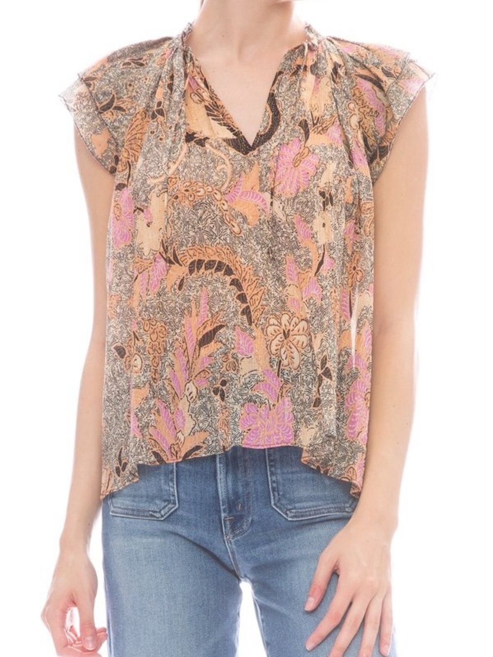 Ulla Johnson Ida Blouse In Bords of Paradise Print. Pre-Owned.